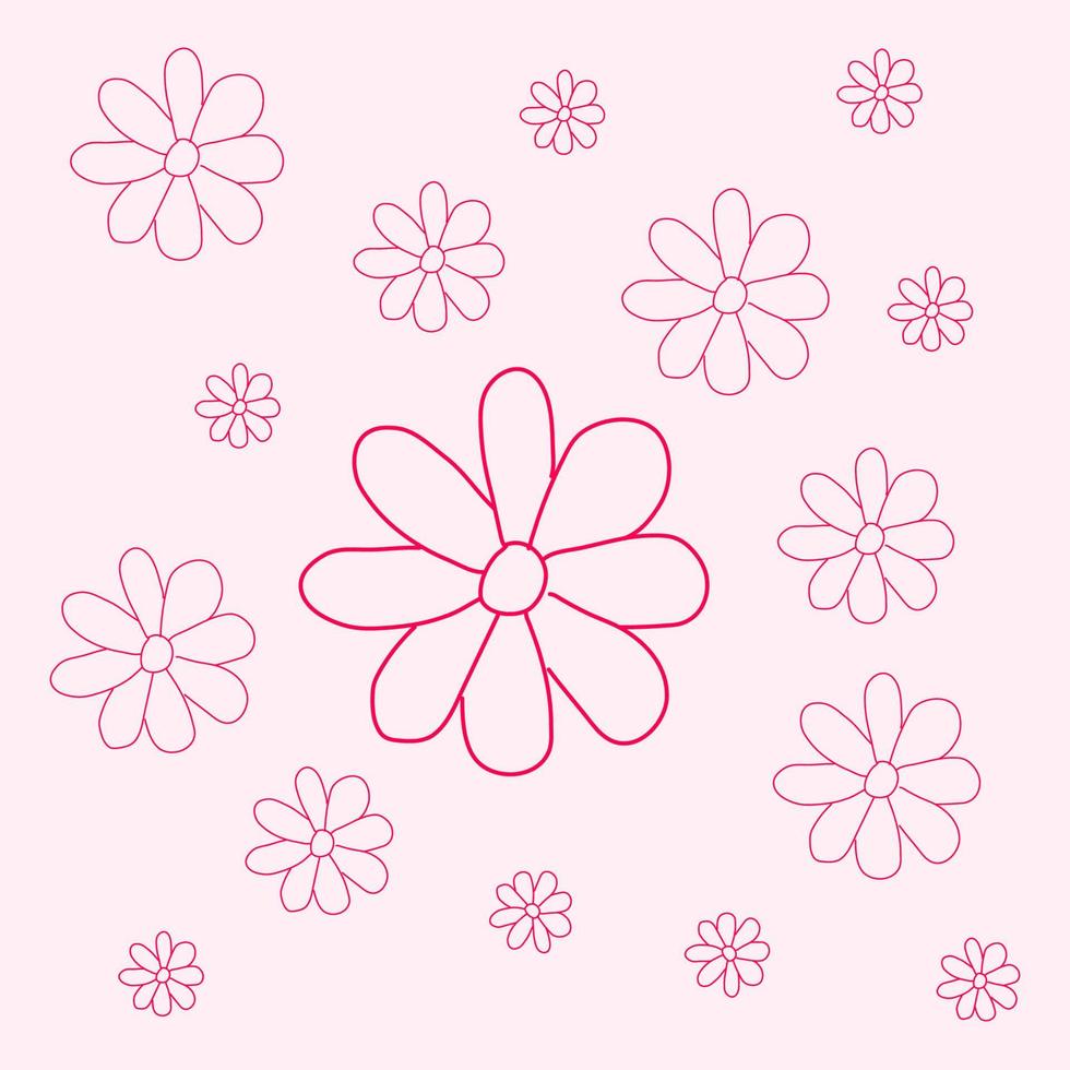 roze bloemen achtergrond. bloem patroon, roze bloemen schets. vector