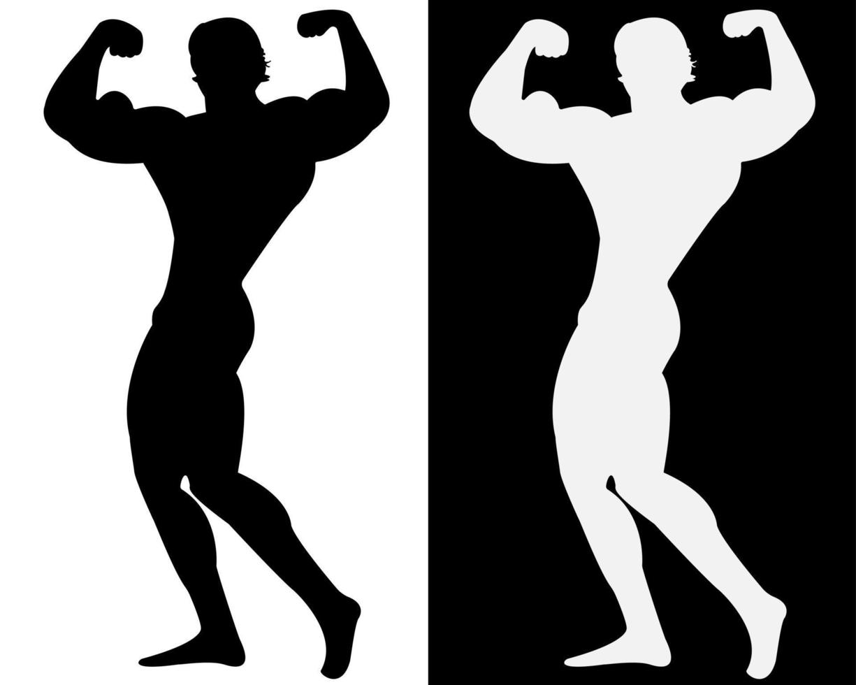 bodybuilder op zwart-witte achtergrond vector