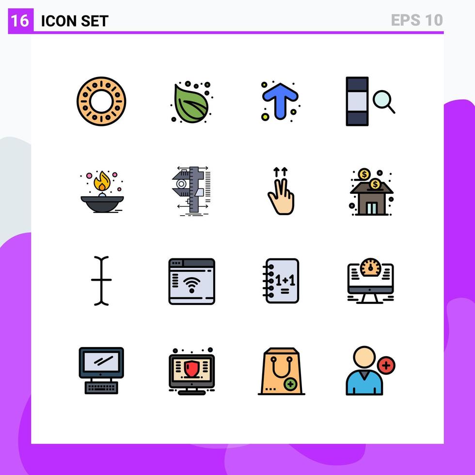 reeks van 16 modern ui pictogrammen symbolen tekens voor lamp brand pijlen licht gegevens bewerkbare creatief vector ontwerp elementen
