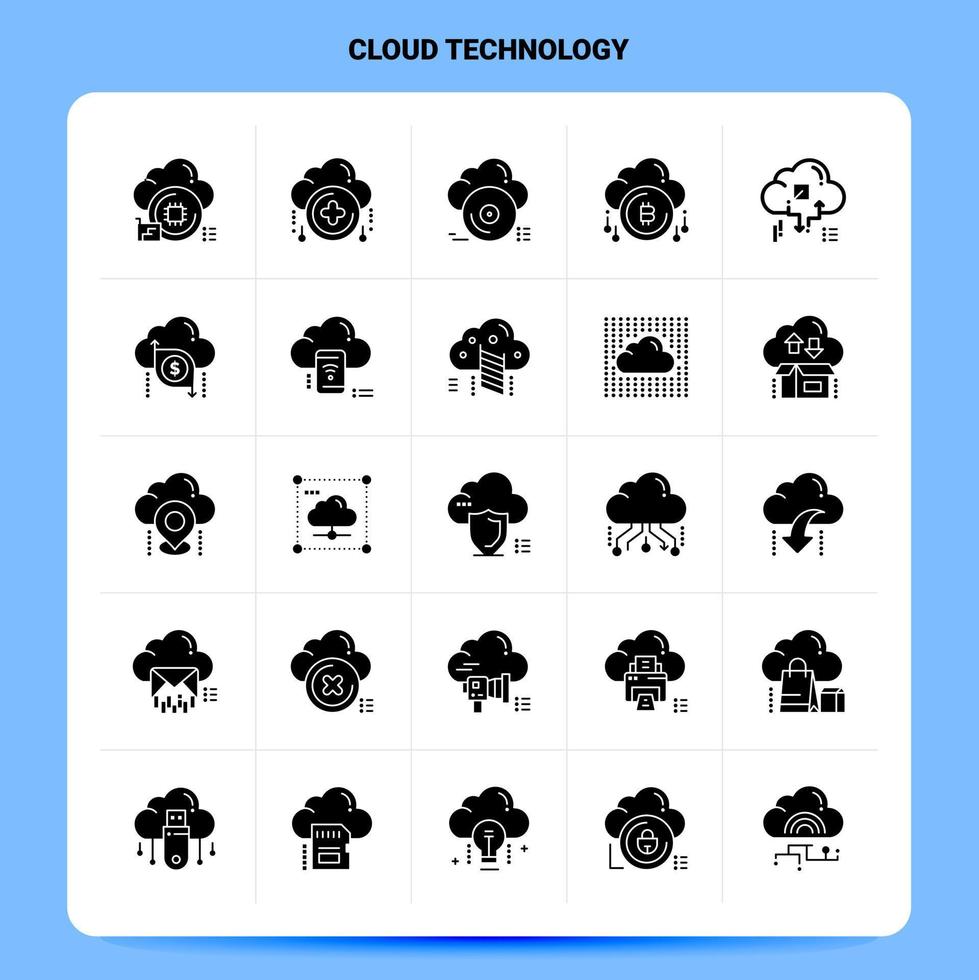 solide 25 wolk technologie icoon reeks vector glyph stijl ontwerp zwart pictogrammen reeks web en mobiel bedrijf ideeën ontwerp vector illustratie