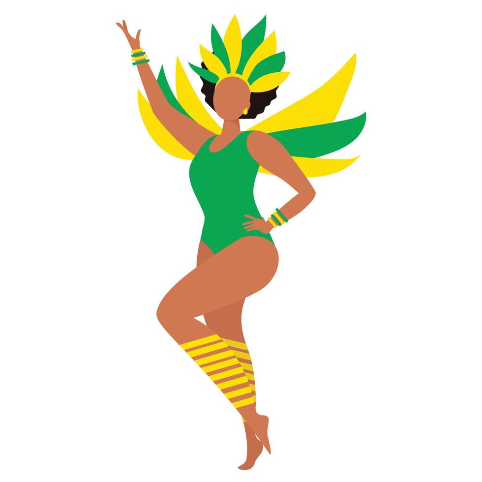 mooi Latijns vrouw in carnaval kostuum met Kenmerken. vector illustratie.