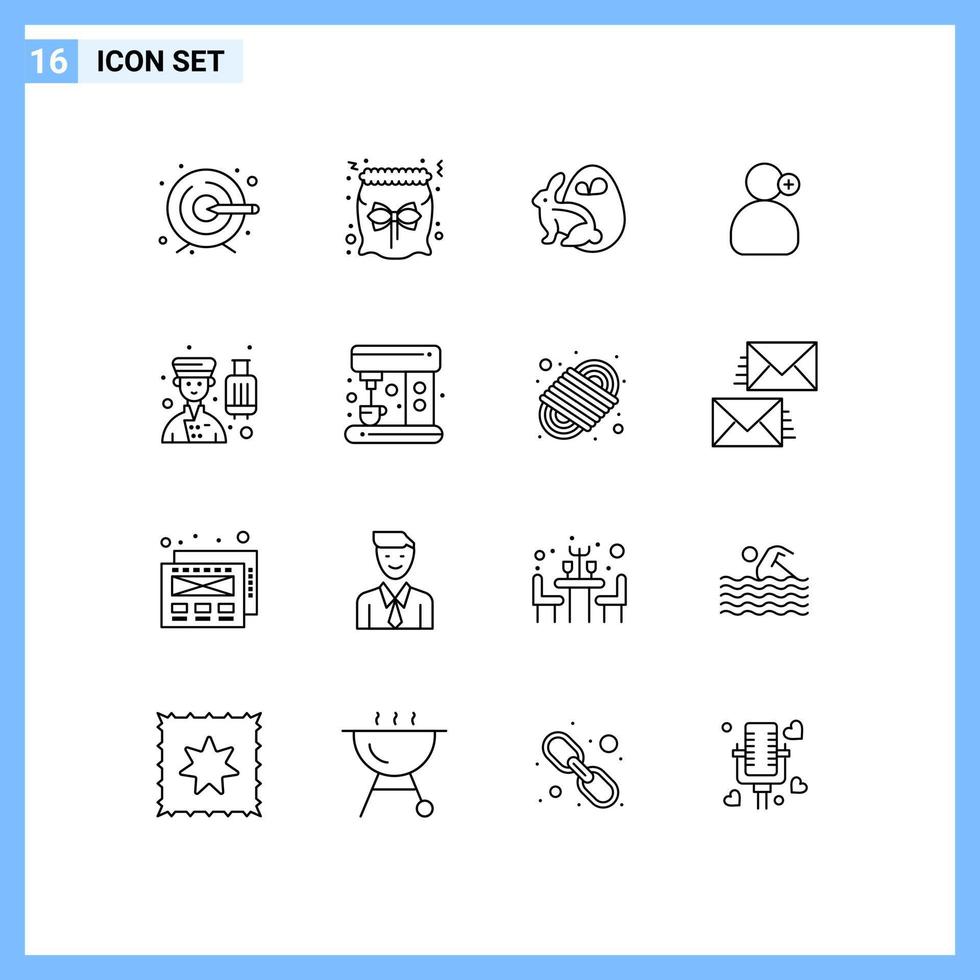 16 gebruiker koppel schets pak van modern tekens en symbolen van hotel avatar bynny medisch werk bewerkbare vector ontwerp elementen