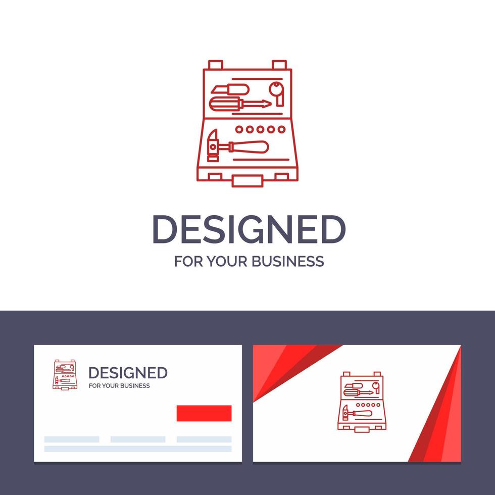creatief bedrijf kaart en logo sjabloon gereedschap gebouw bouw reparatie doos vector illustratie