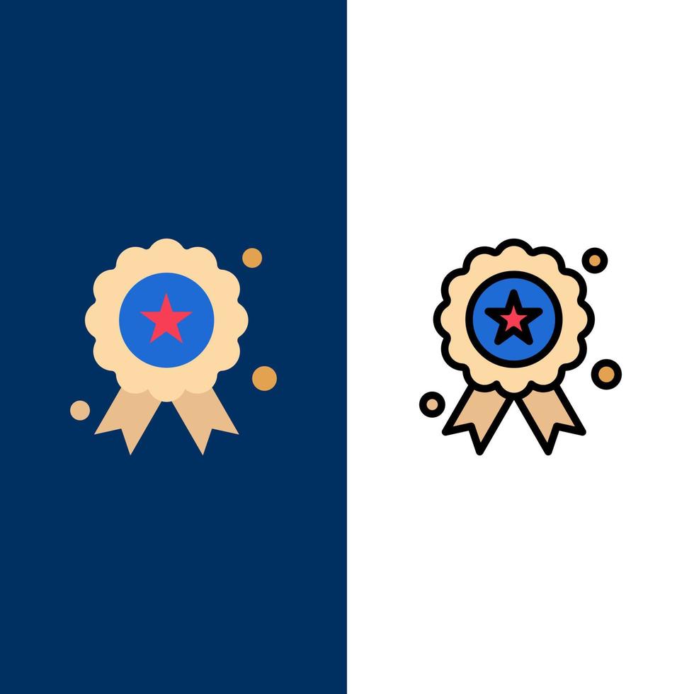 vakantie onafhankelijkheid onafhankelijkheid dag medaille pictogrammen vlak en lijn gevulde icoon reeks vector blauw achtergrond
