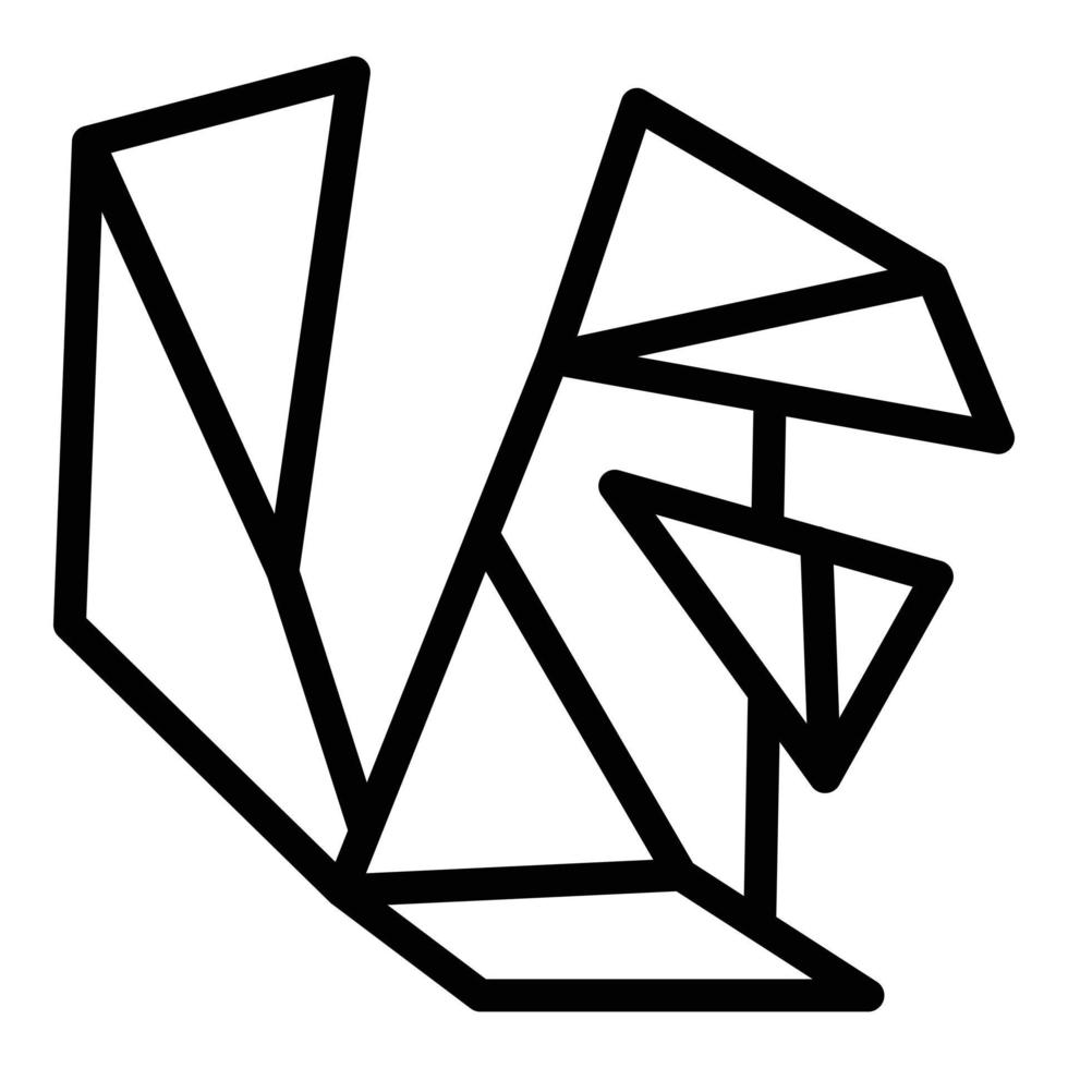 origami eekhoorn icoon schets vector. meetkundig dier vector