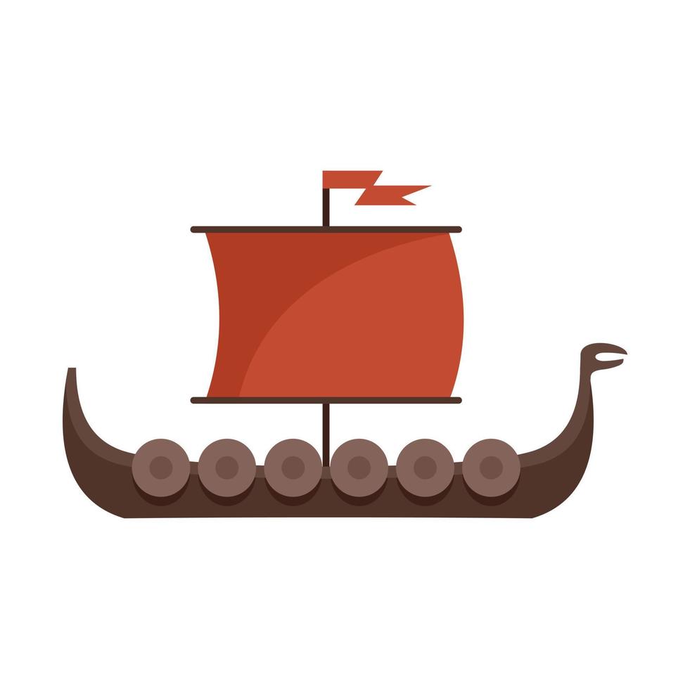 viking schip icoon vlak geïsoleerd vector