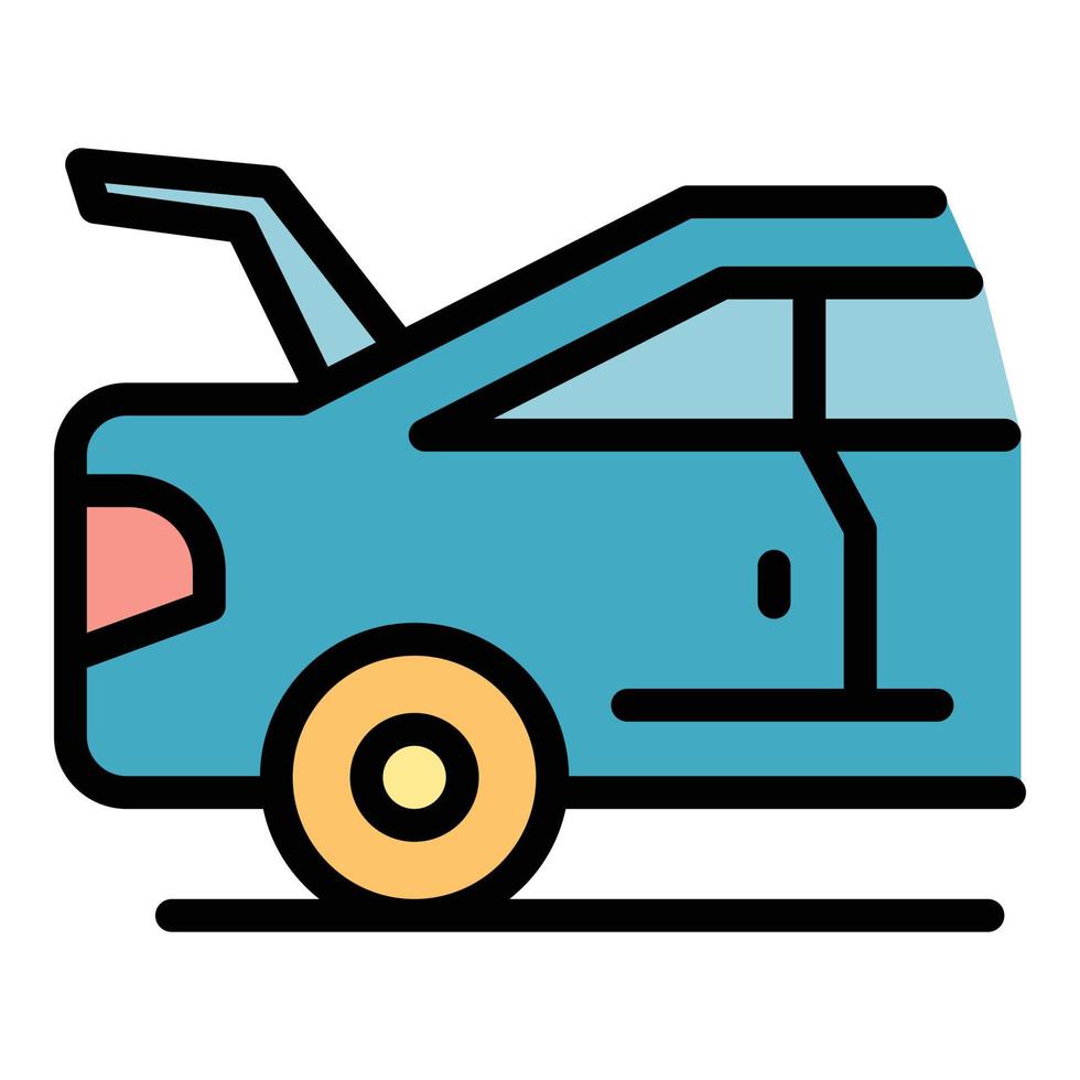 auto met Open bagageruimte icoon kleur schets vector