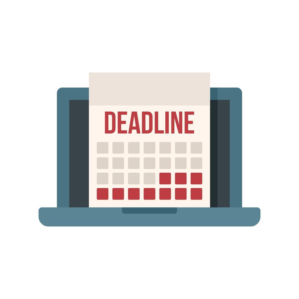 deadline laptop kalender icoon vlak geïsoleerd vector