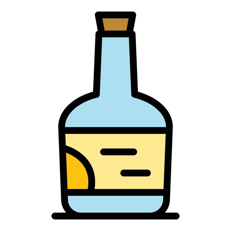 bourbon fles icoon kleur schets vector