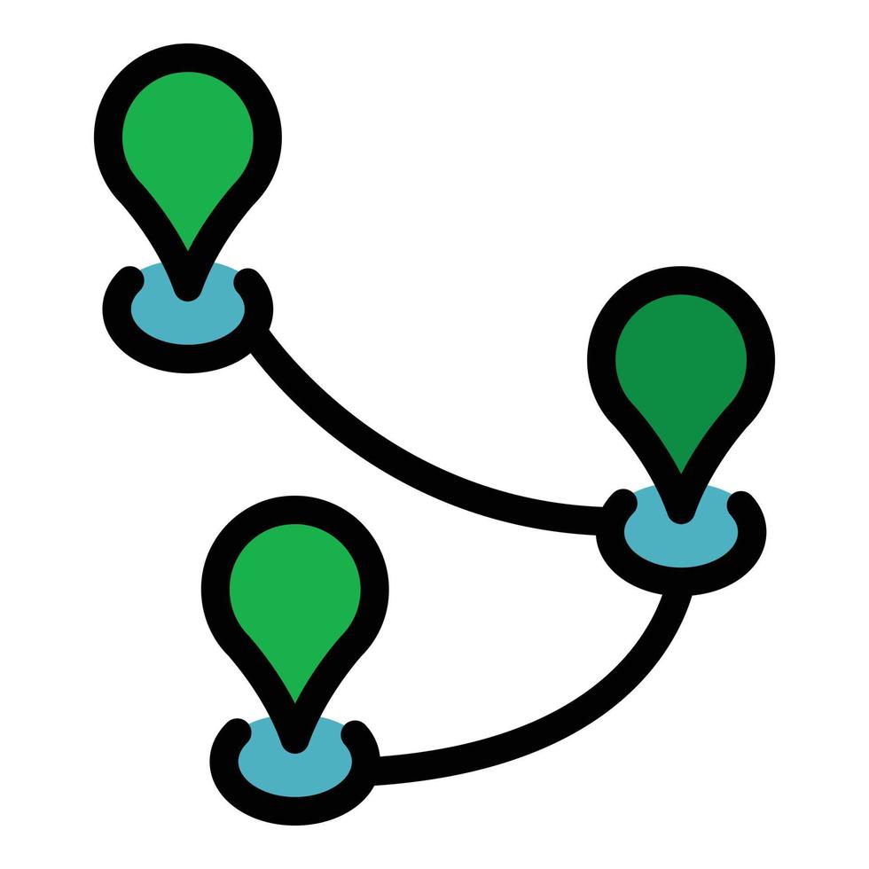 reisroute manier icoon kleur schets vector