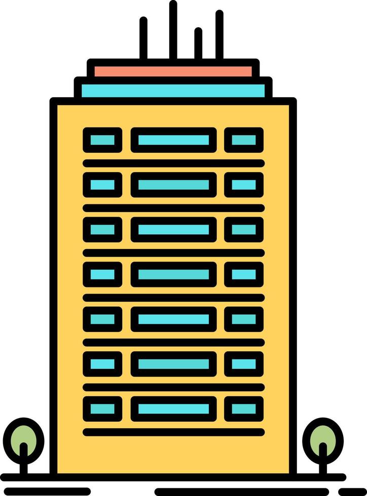 gebouw kantoor wolkenkrabber toren vlak kleur icoon vector icoon banier sjabloon