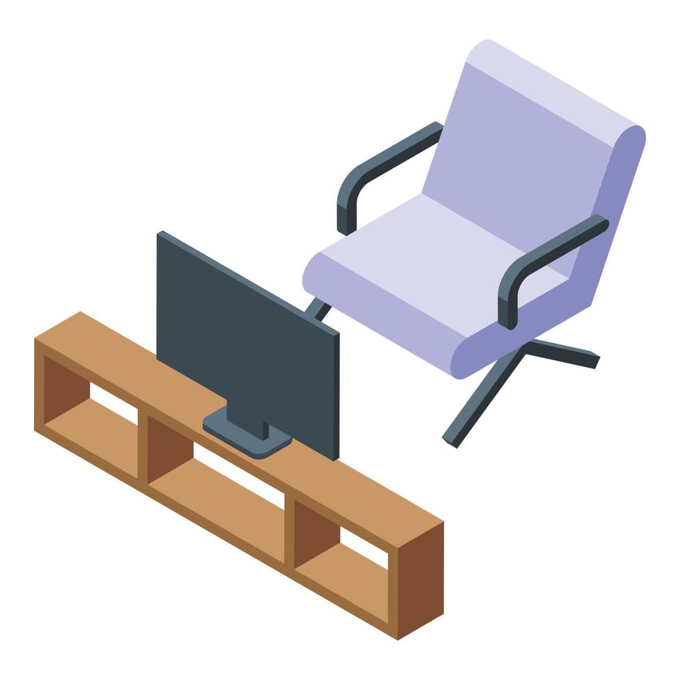 huis zorg Diensten TV fauteuil icoon isometrische vector. senior Gezondheid vector