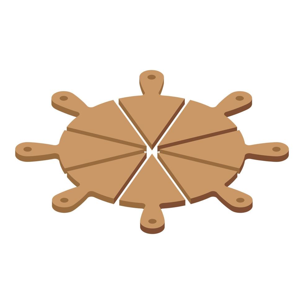 ronde pizza plak icoon isometrische vector. houten bord vector