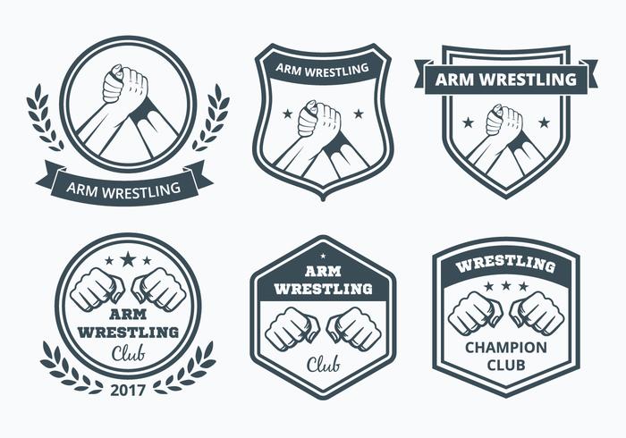 Arm wrestling badge collectie vector