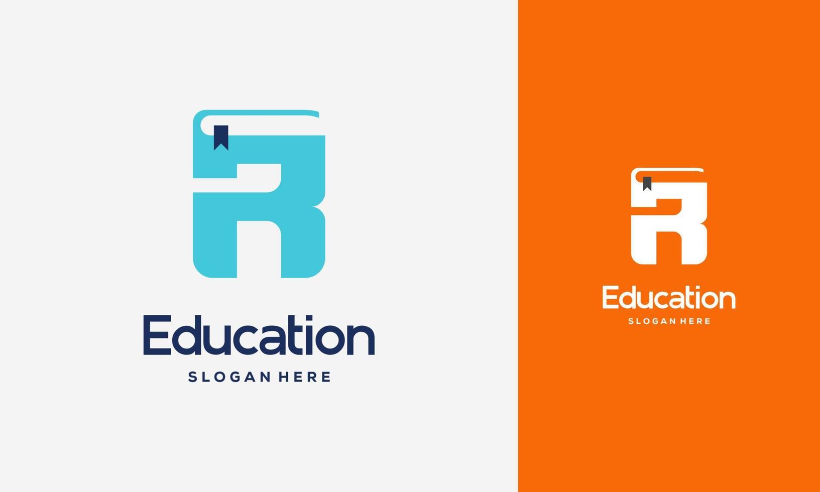 vlak eerste r boek logo ontwerp concept vector illustratie, onderwijs boek logo symbool sjabloon