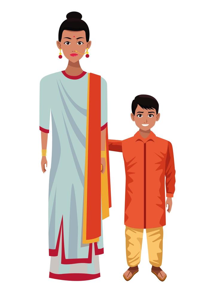 Indiase familie stripfiguren vector