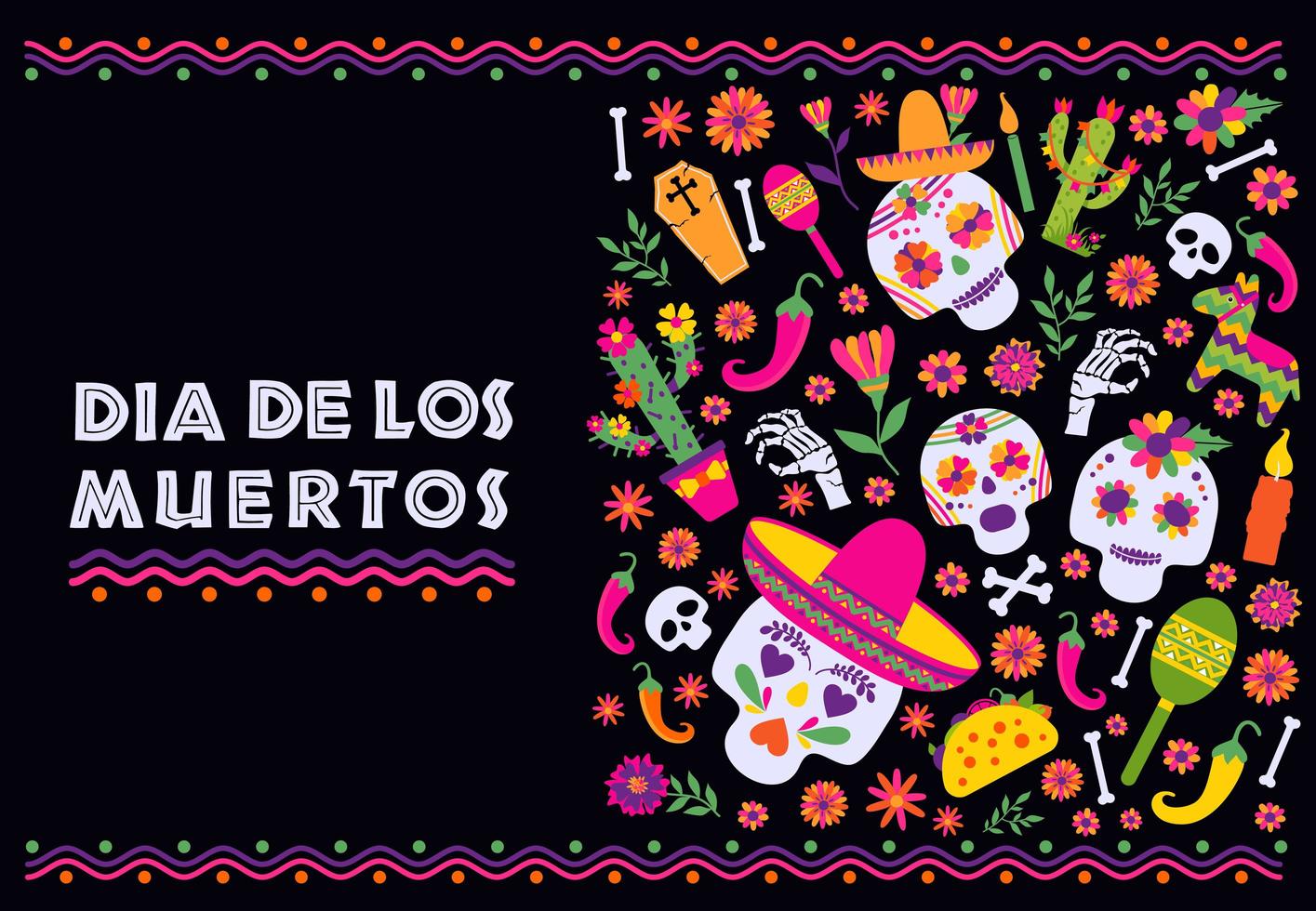 dia de los muertos mexicaanse banner vector