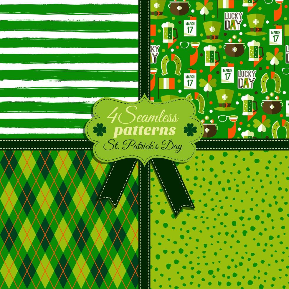 naadloze mode patroon set van groene kleuren vector