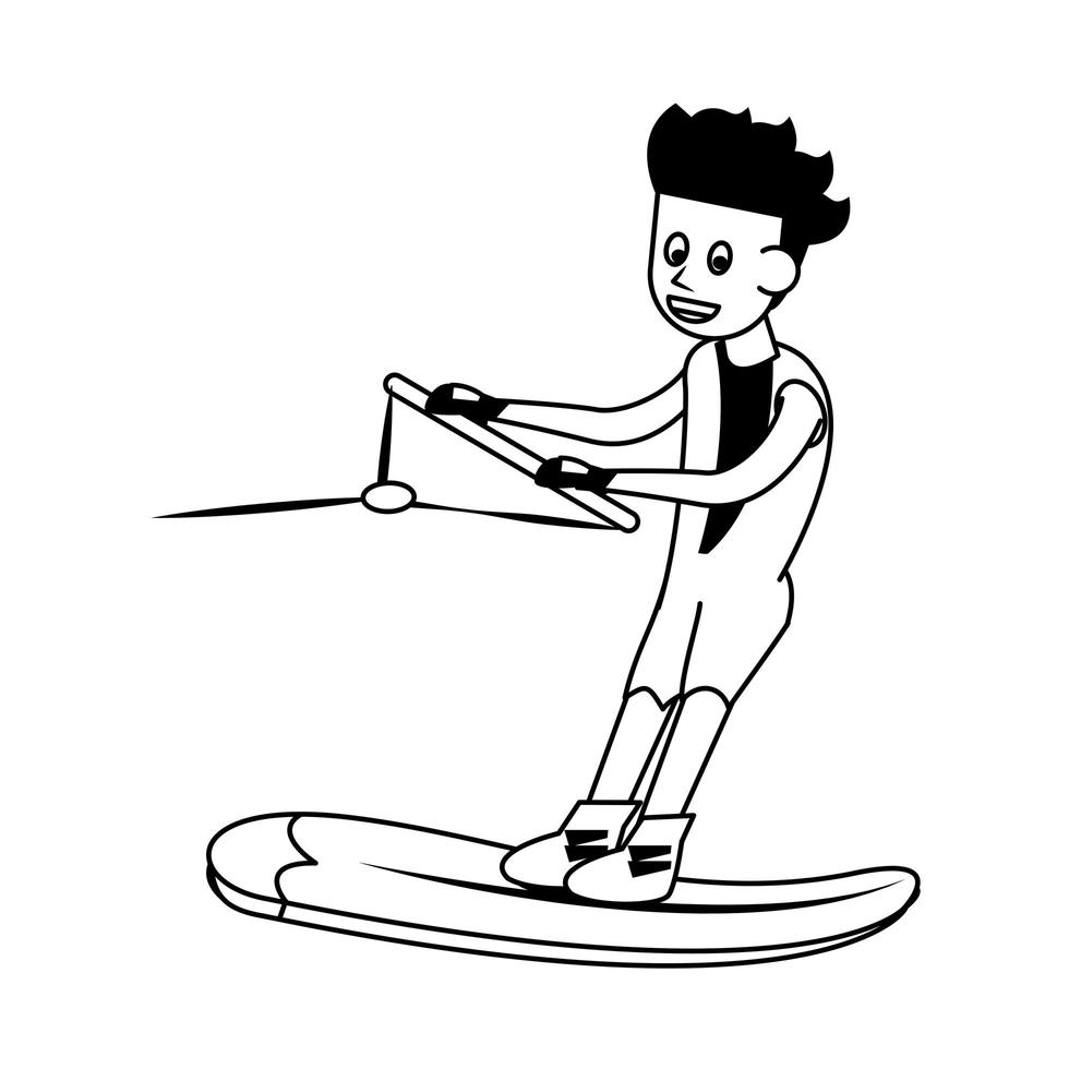 water extreme sport cartoon in zwart en wit vector