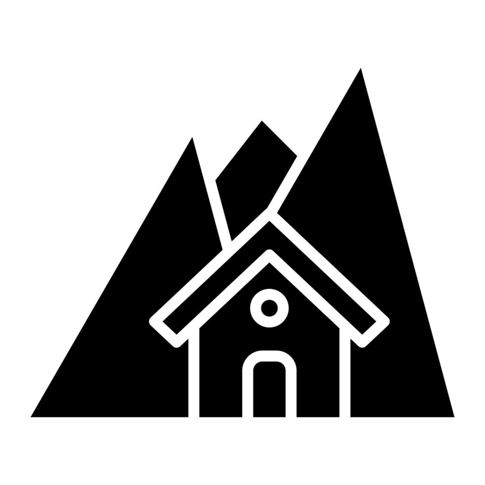 berg huis glyph icoon vector