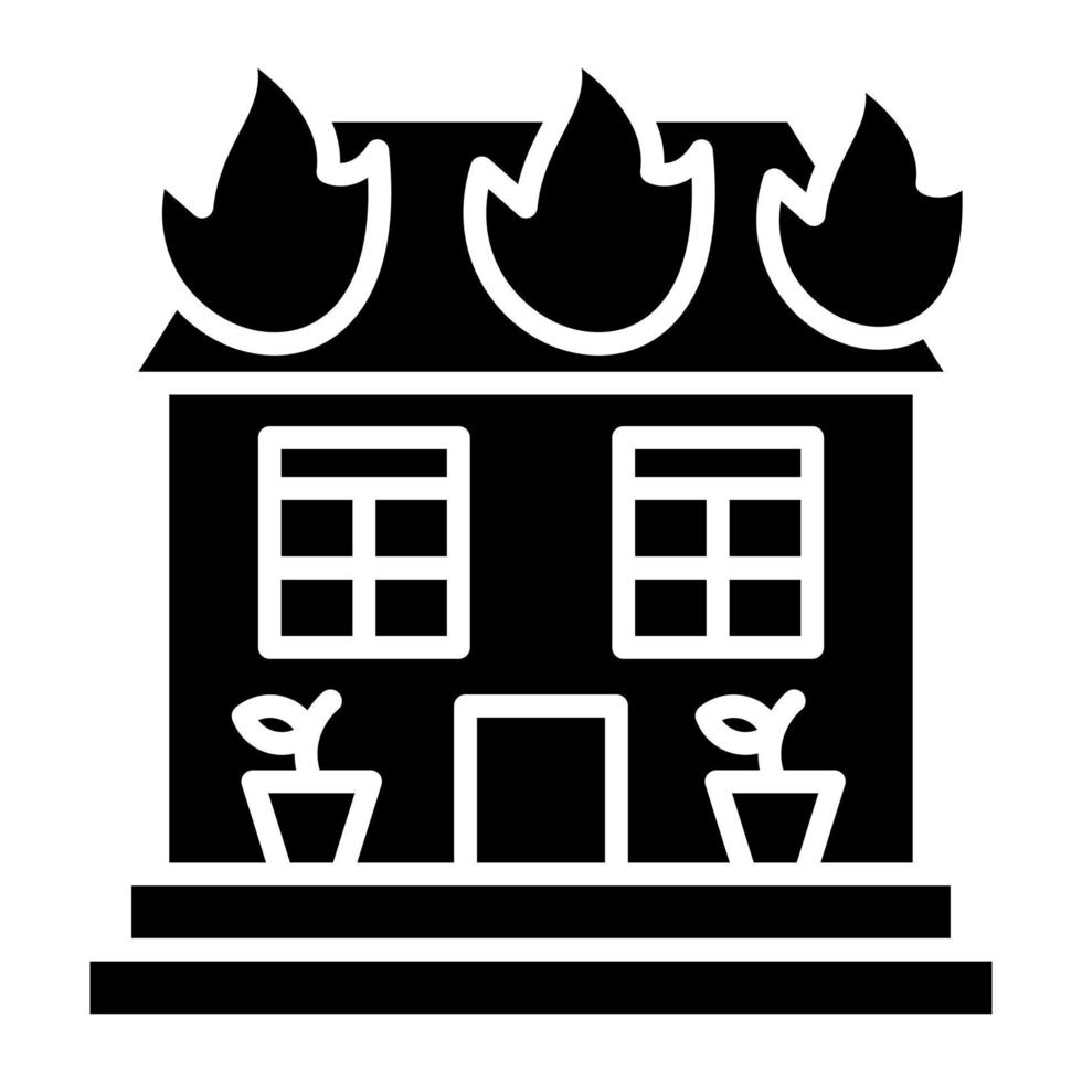 huis in brand glyph icon vector