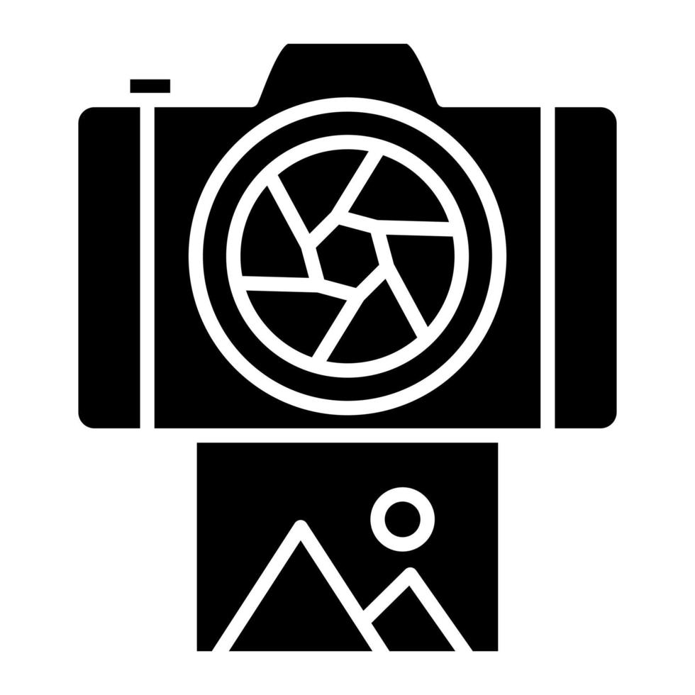 instant camera glyph-pictogram vector