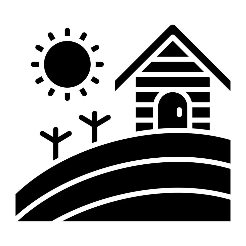 velden landschap glyph icon vector