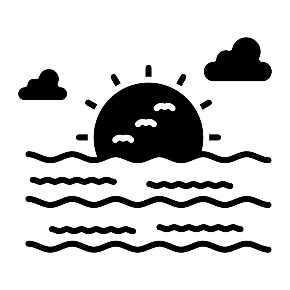 zee landschap glyph icon vector