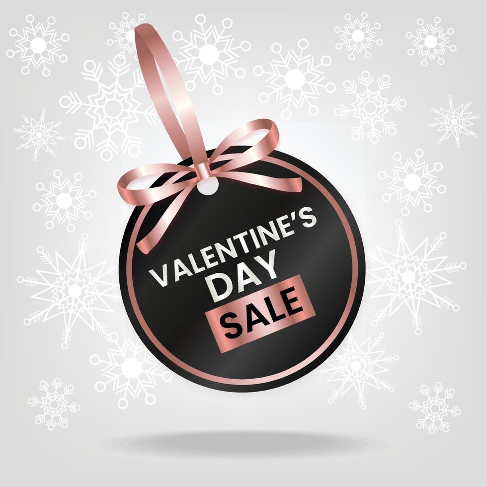 Valentijnsdag dag uitverkoop prijs label met roze lint wit achtergrond vector