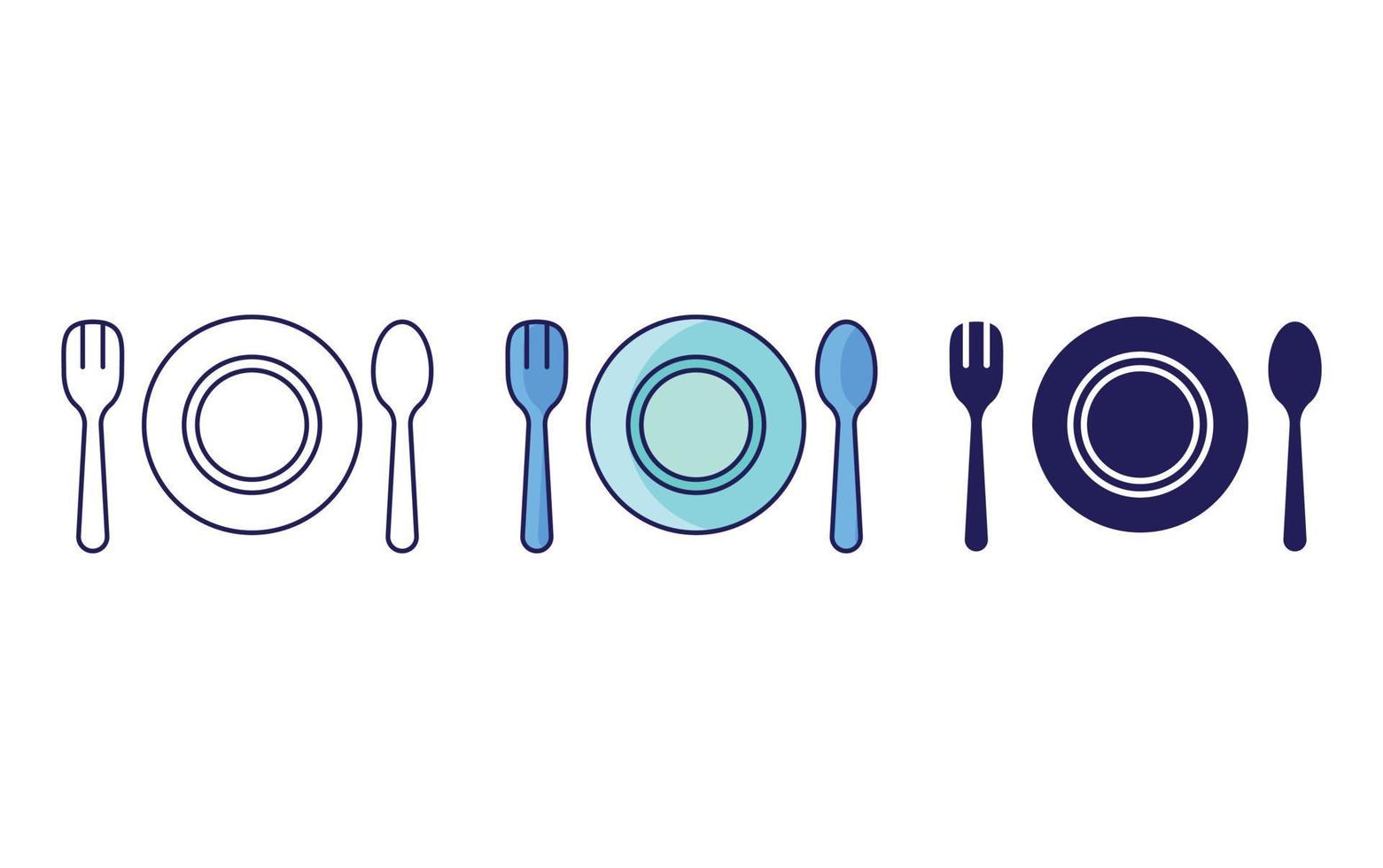 voedsel rechtbank, bord en lepel lijn en glyph icoon, geïsoleerd vector illustratie
