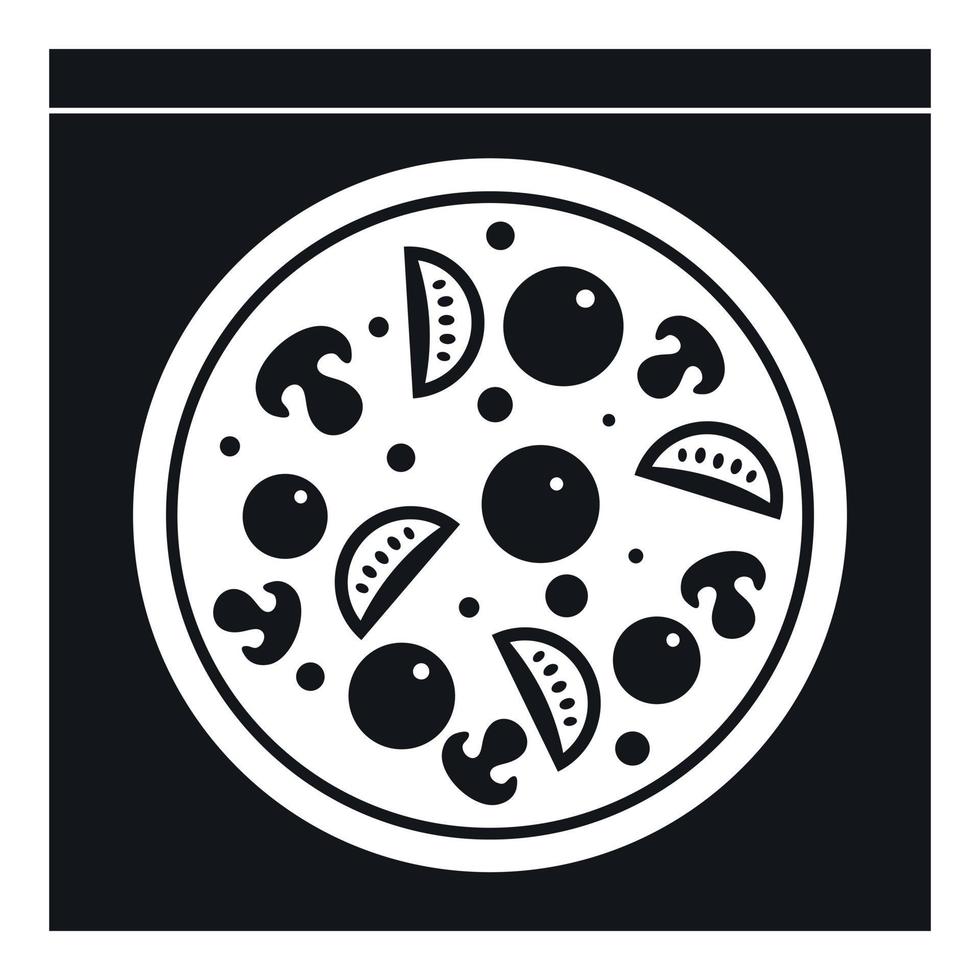 pizza met salami, paddestoelen, tomaten icoon vector