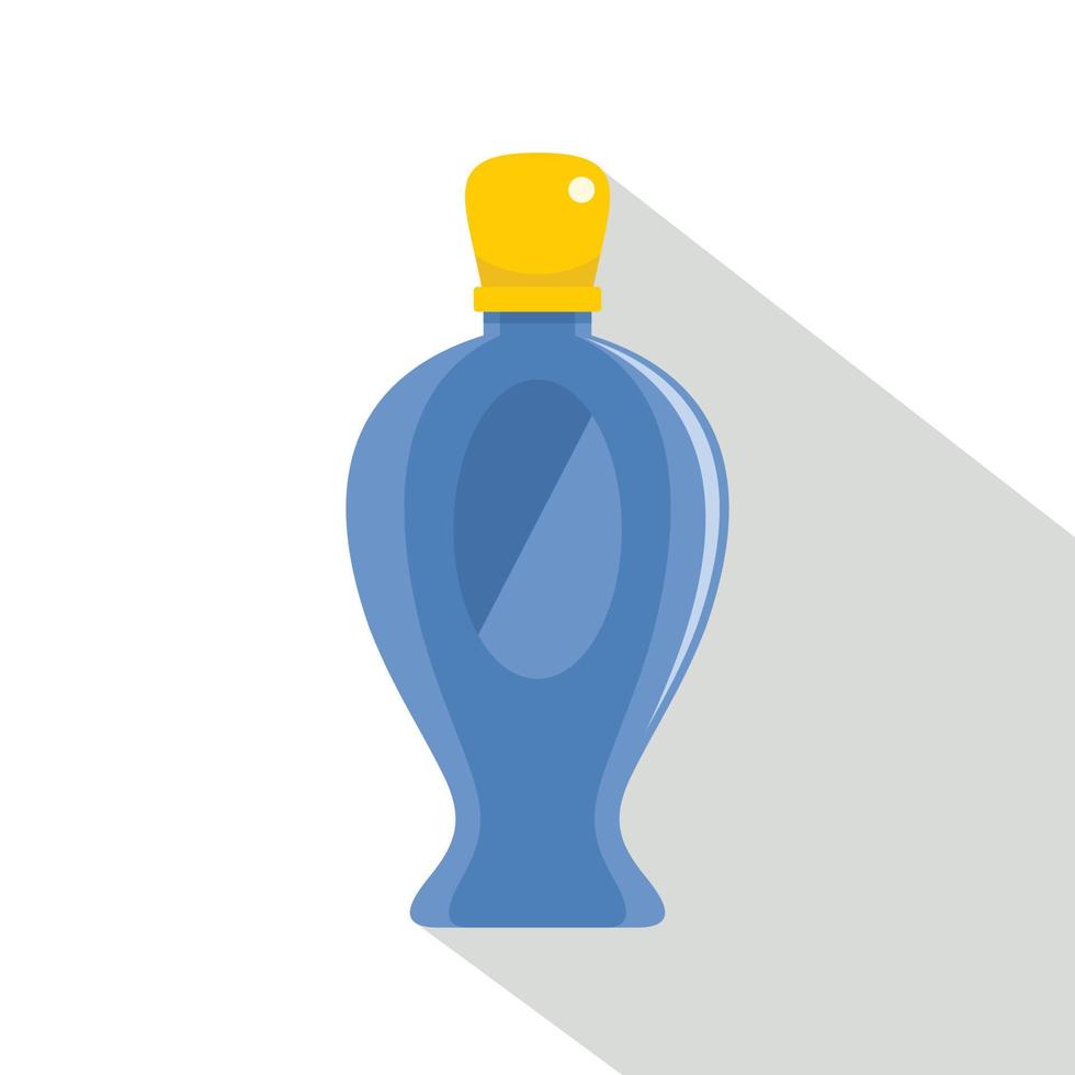 blauw parfum fles met geel deksel icoon vector