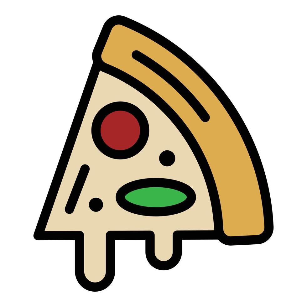 een plak van pizza met olijven icoon kleur schets vector