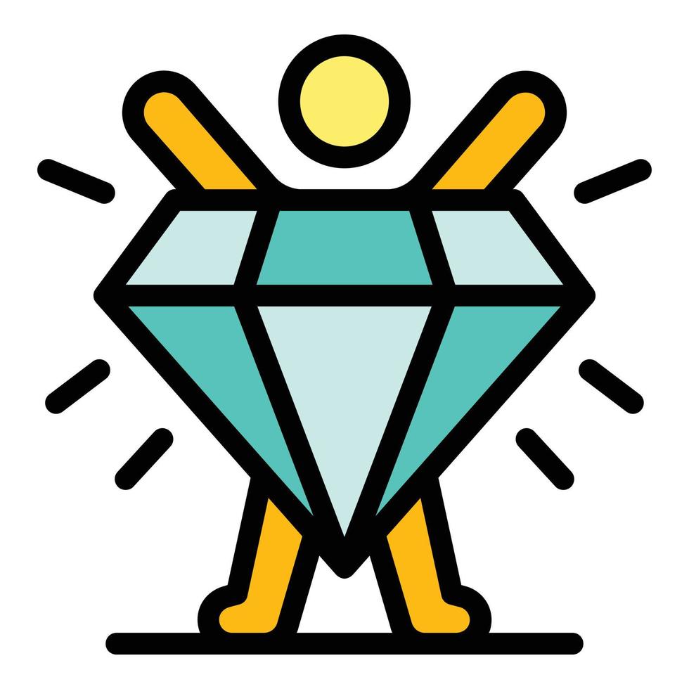diamant makelaar stadium icoon kleur schets vector