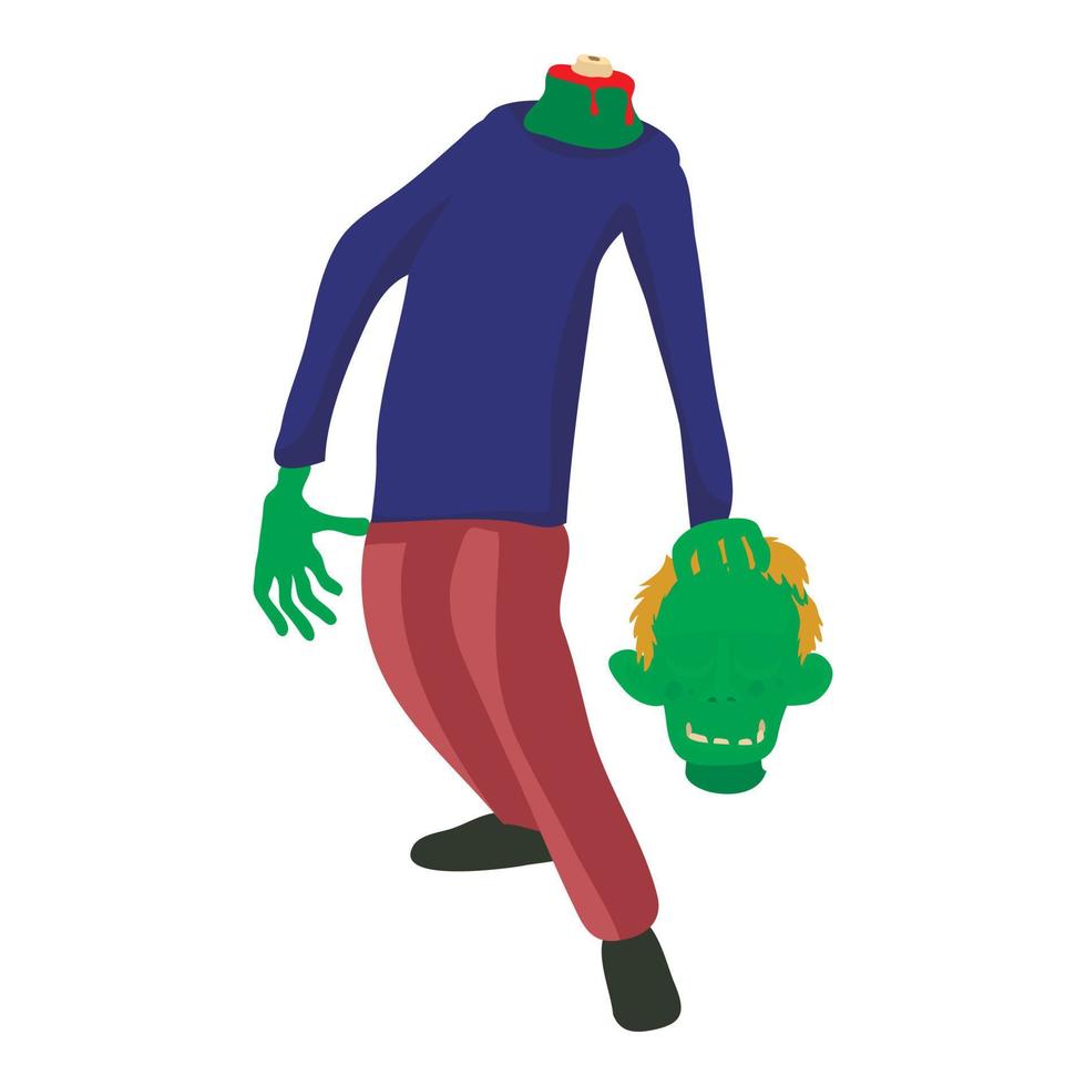 zombie zonder hoofd icoon, tekenfilm stijl vector