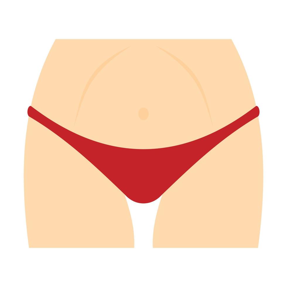 slank vrouw lichaam in rood slipje icoon, vlak stijl vector