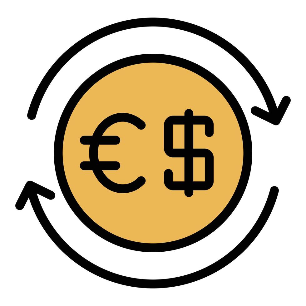 dollar en euro uitwisseling icoon kleur schets vector