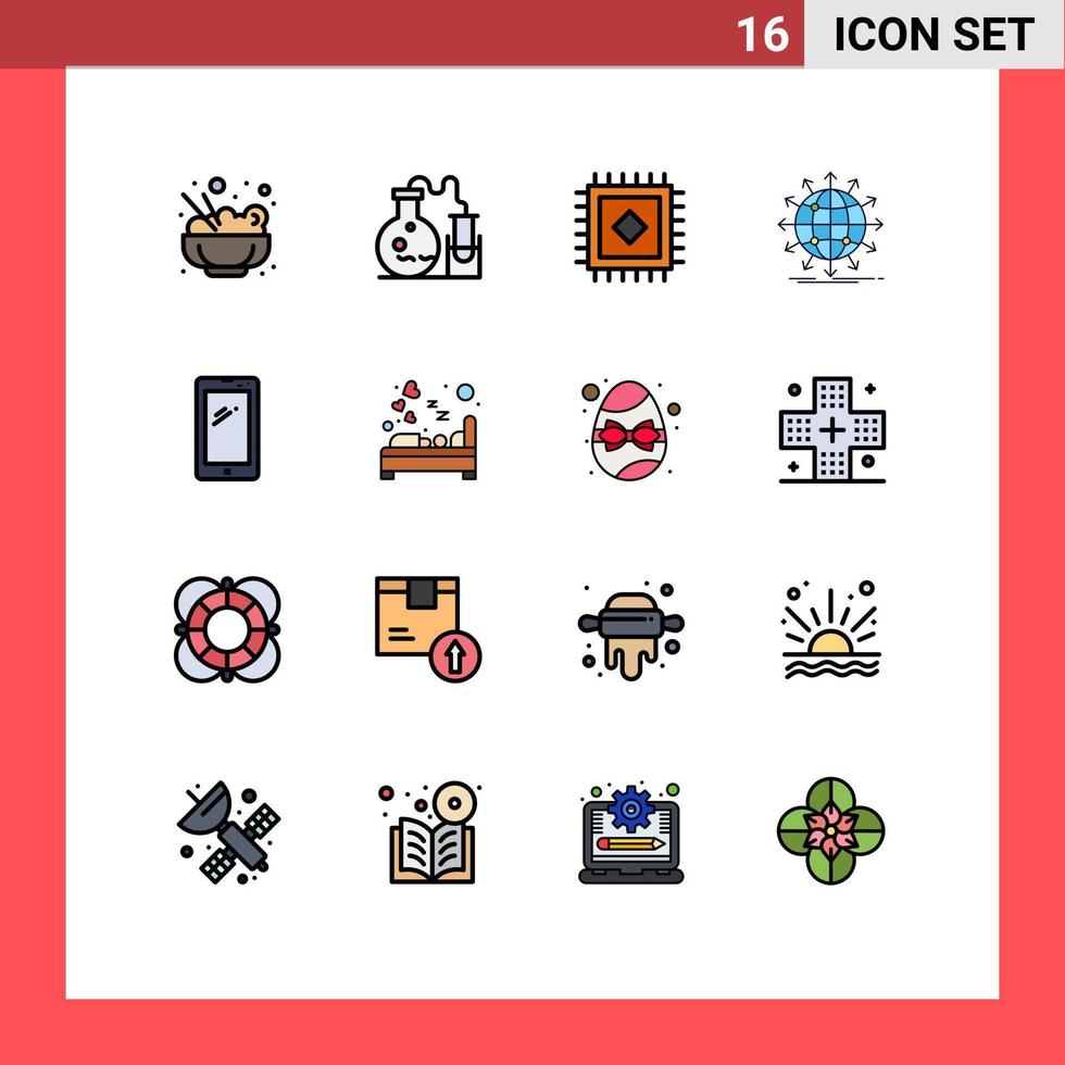 reeks van 16 modern ui pictogrammen symbolen tekens voor android slim telefoon tapijt telefoon nieuws bewerkbare creatief vector ontwerp elementen