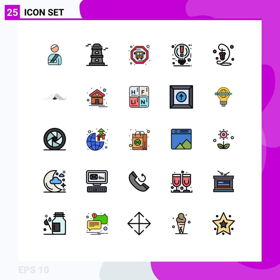 reeks van 25 modern ui pictogrammen symbolen tekens voor lamp licht openbaar doorvoer lantaarn macht bewerkbare vector ontwerp elementen