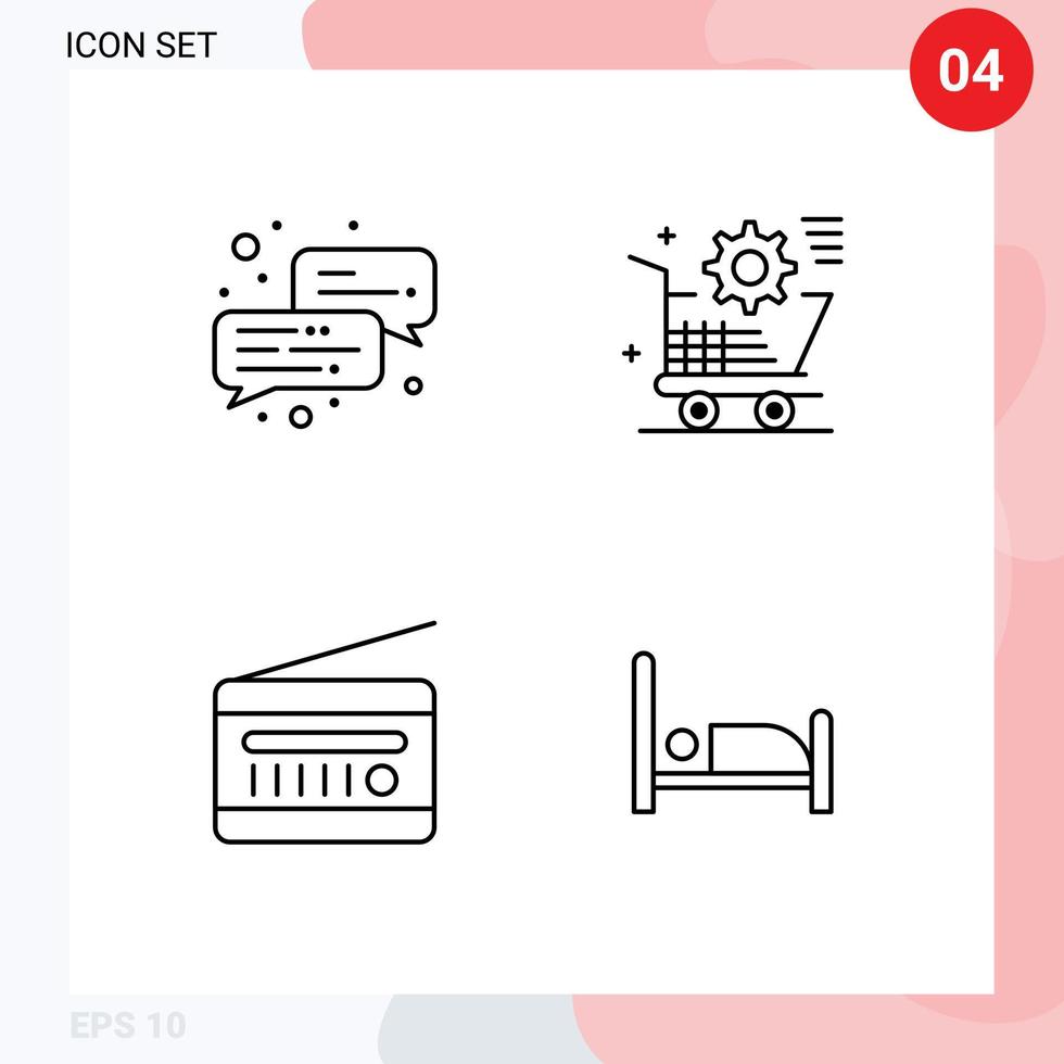 reeks van 4 modern ui pictogrammen symbolen tekens voor bedrijf fm radio kar online radio ontvanger bewerkbare vector ontwerp elementen
