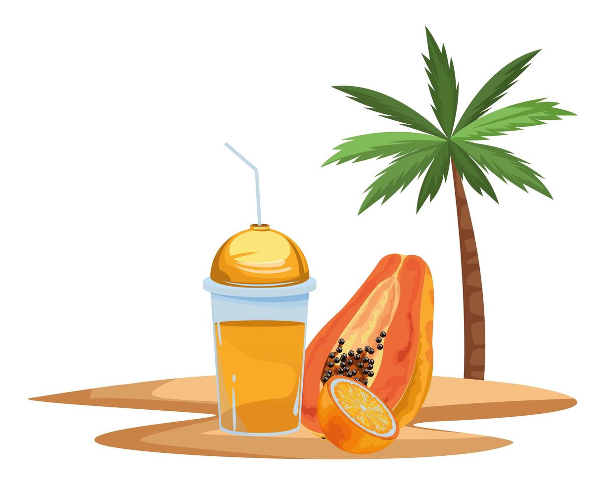 tropisch fruit en smoothiedrank vector