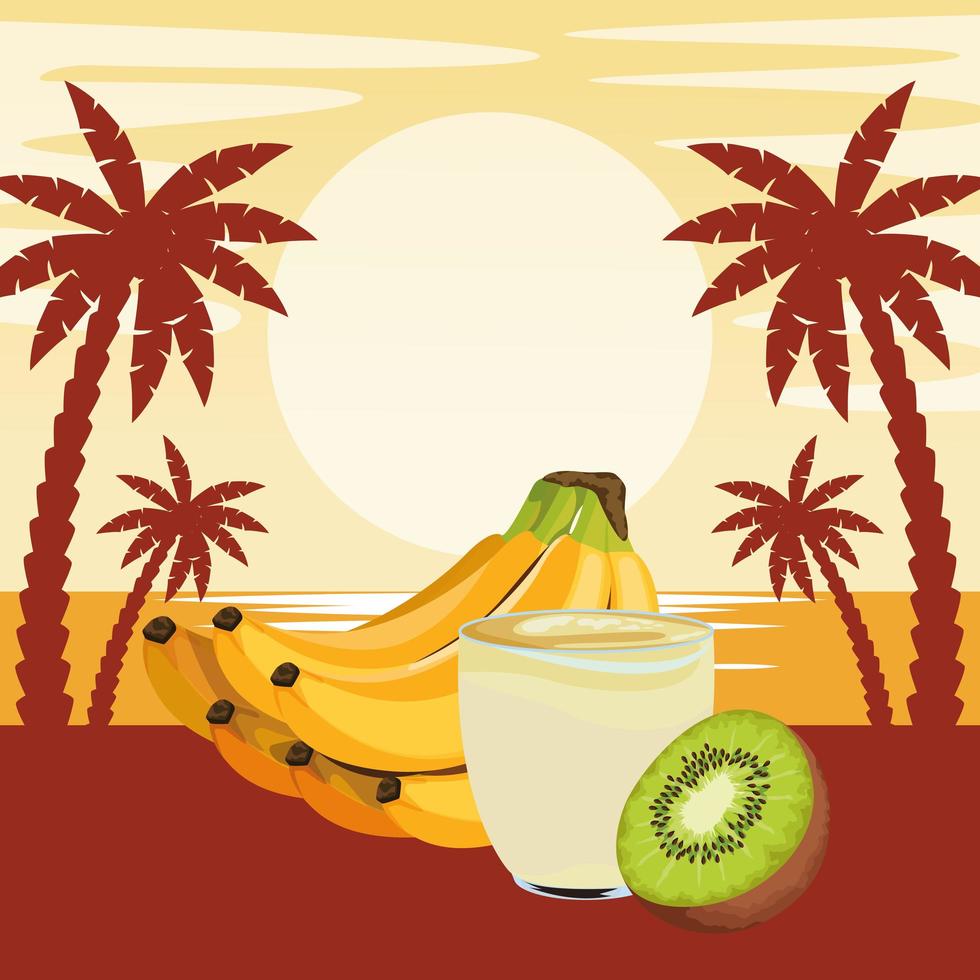 tropisch fruit en smoothiedrank vector