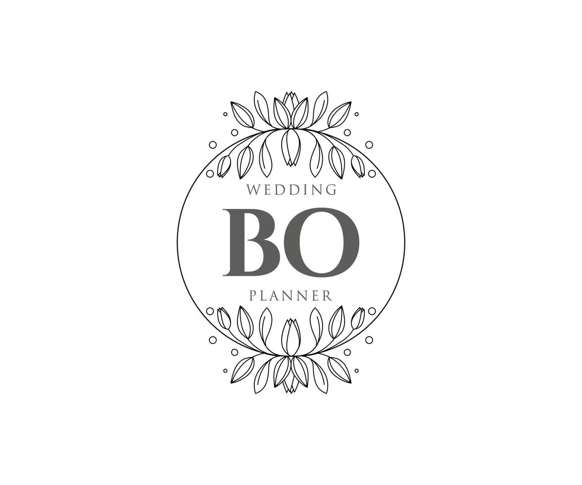 bo initialen brief bruiloft monogram logos verzameling, hand- getrokken modern minimalistisch en bloemen Sjablonen voor uitnodiging kaarten, opslaan de datum, elegant identiteit voor restaurant, boetiek, cafe in vector