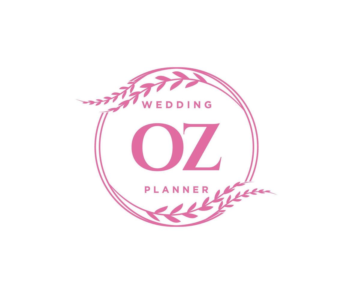 oz initialen brief bruiloft monogram logos verzameling, hand- getrokken modern minimalistisch en bloemen Sjablonen voor uitnodiging kaarten, opslaan de datum, elegant identiteit voor restaurant, boetiek, cafe in vector