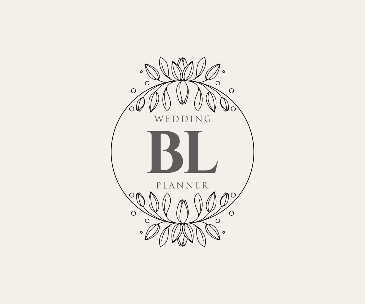 bl initialen brief bruiloft monogram logos verzameling, hand- getrokken modern minimalistisch en bloemen Sjablonen voor uitnodiging kaarten, opslaan de datum, elegant identiteit voor restaurant, boetiek, cafe in vector