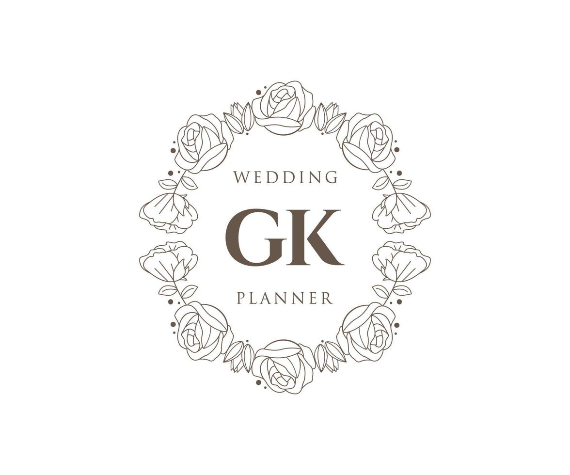 gk initialen brief bruiloft monogram logos verzameling, hand- getrokken modern minimalistisch en bloemen Sjablonen voor uitnodiging kaarten, opslaan de datum, elegant identiteit voor restaurant, boetiek, cafe in vector