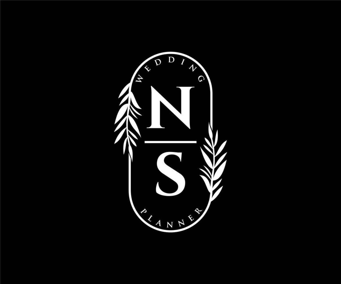 NS initialen brief bruiloft monogram logos verzameling, hand- getrokken modern minimalistisch en bloemen Sjablonen voor uitnodiging kaarten, opslaan de datum, elegant identiteit voor restaurant, boetiek, cafe in vector