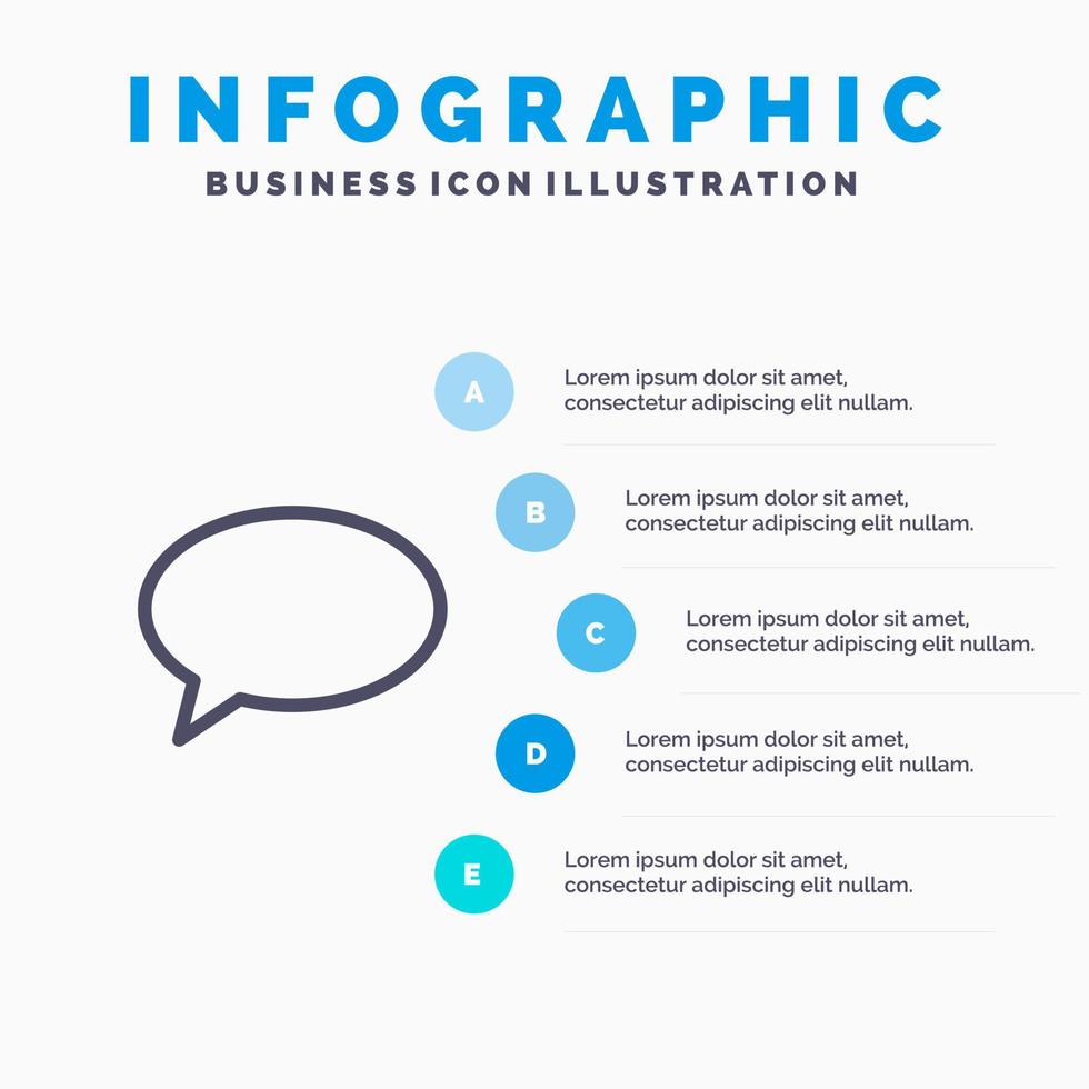 babbelen chatten massage mail lijn icoon met 5 stappen presentatie infographics achtergrond vector