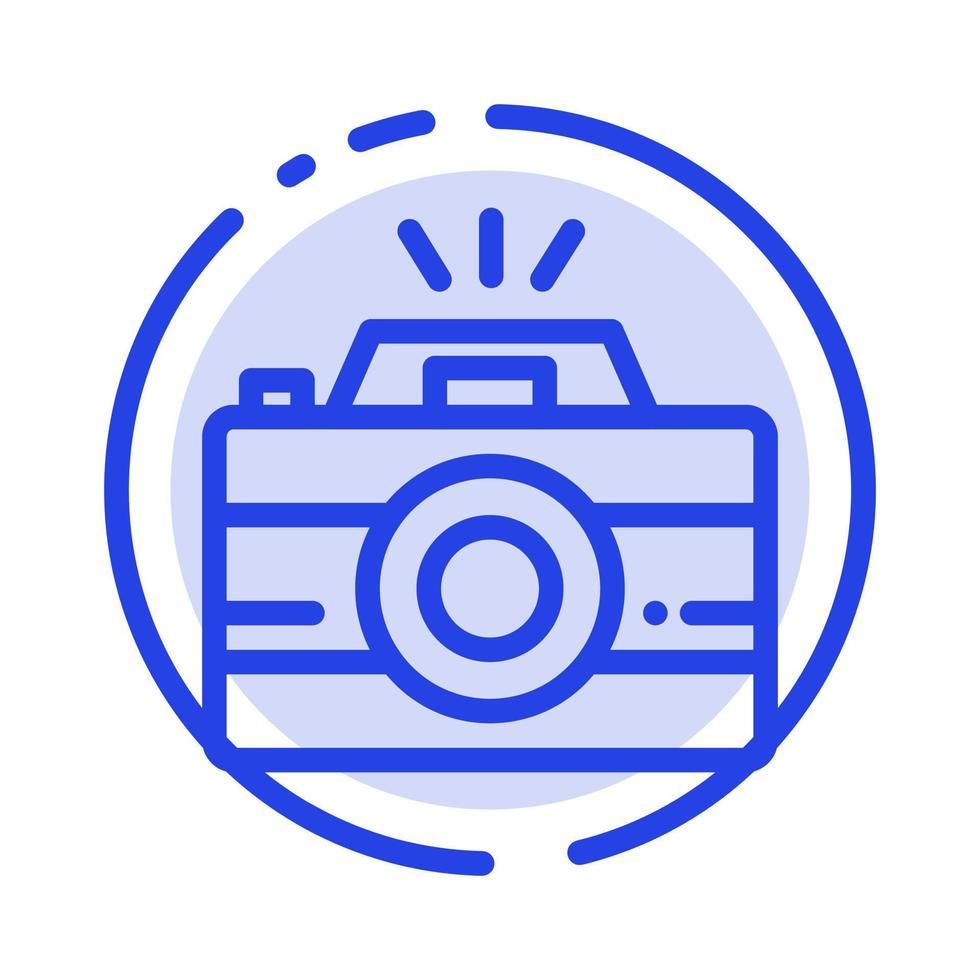 camera beeld foto fotografie blauw stippel lijn lijn icoon vector