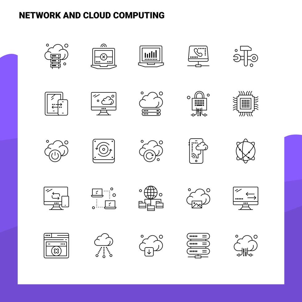 reeks van netwerk en wolk berekenen lijn icoon reeks 25 pictogrammen vector minimalisme stijl ontwerp zwart pictogrammen reeks lineair pictogram pak